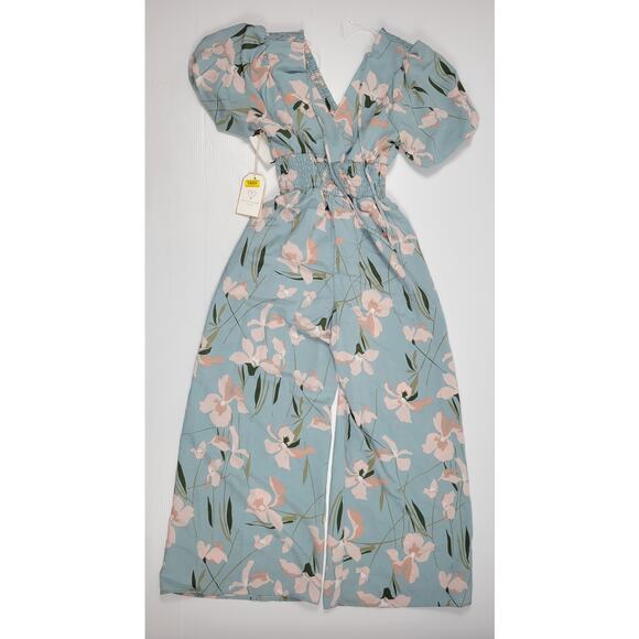 NWT Love & Piece Destiny Blue Mauve Womens Small Floral Spring Summer Romper - Picture 2 of 6